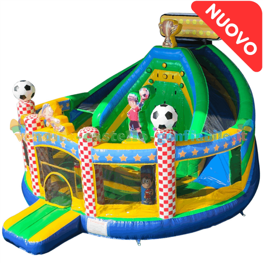 Castello Gonfiabile Multiplay Stadio di Calcio con Scivolo